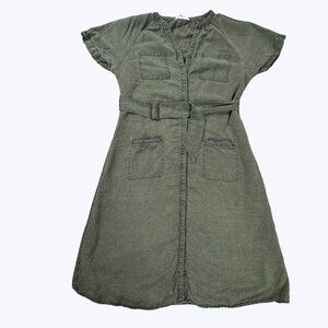 Lucky Brand Olive Green Utility Belted Dress